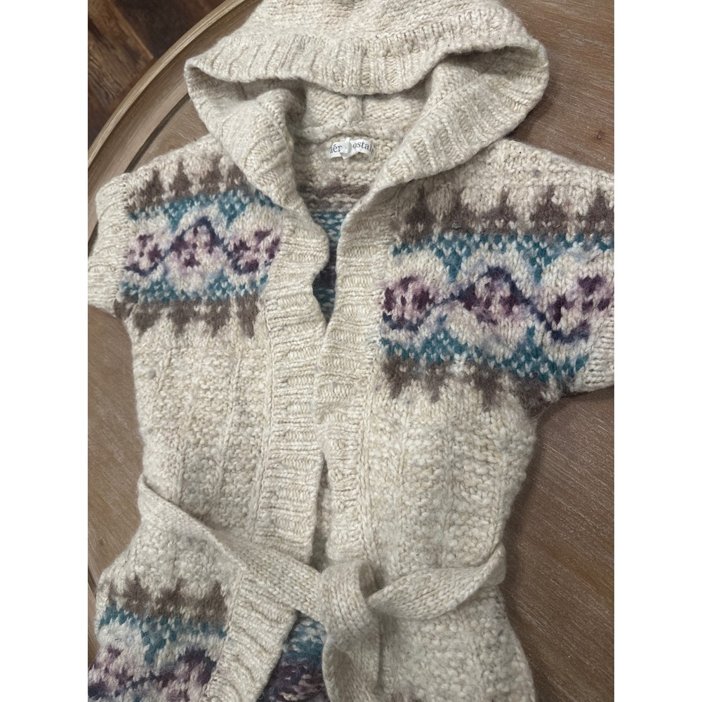 Aéropostale Fair Isle Short Sleeve Hooded Sweater Cardigan Belted Vest XS